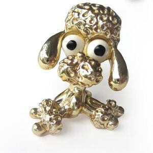 Vintage Signed Gerry's Kitchy Poodle Brooch: Figural Dog Pin, Big Eyes